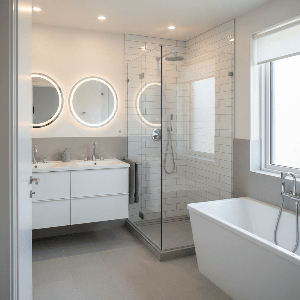 Bathroom remodeling - completed modern bathroom renovation